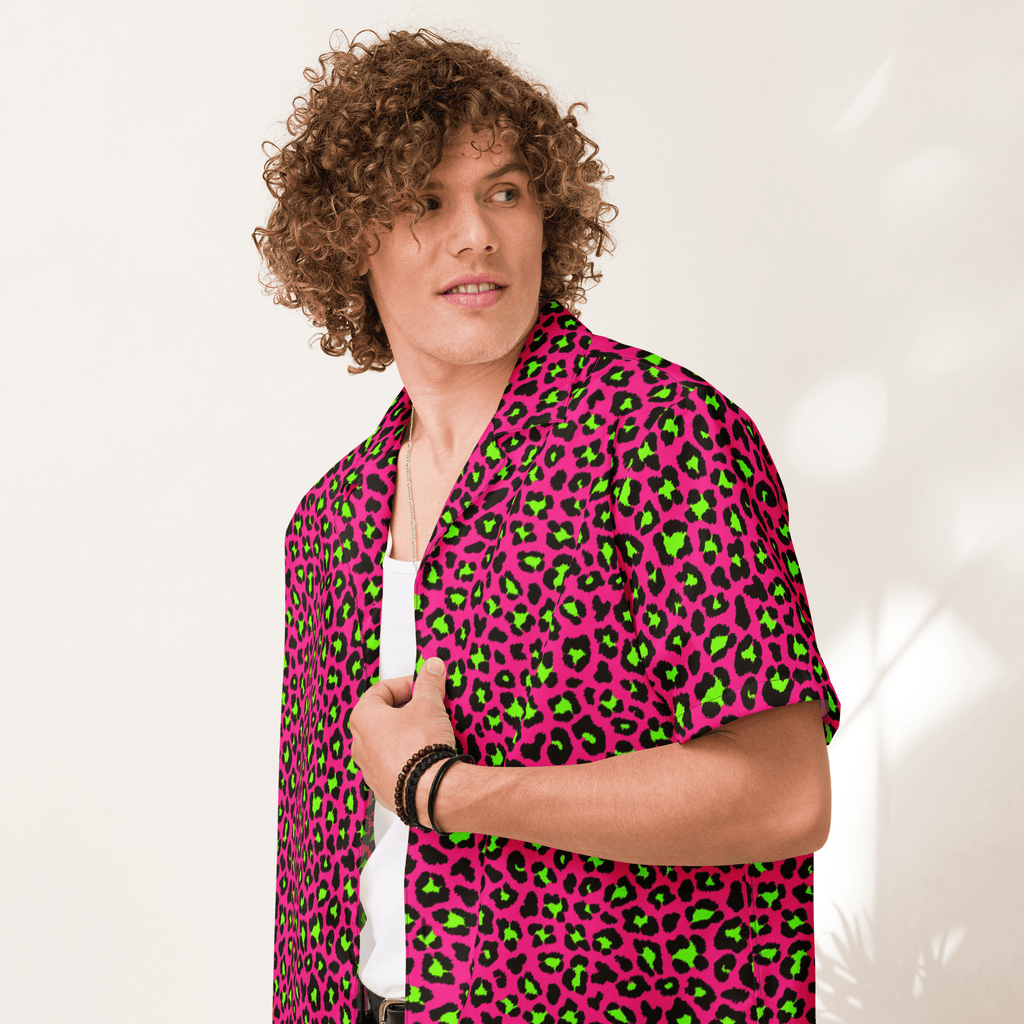 Electric Leopard Print Button-Up Shirt
