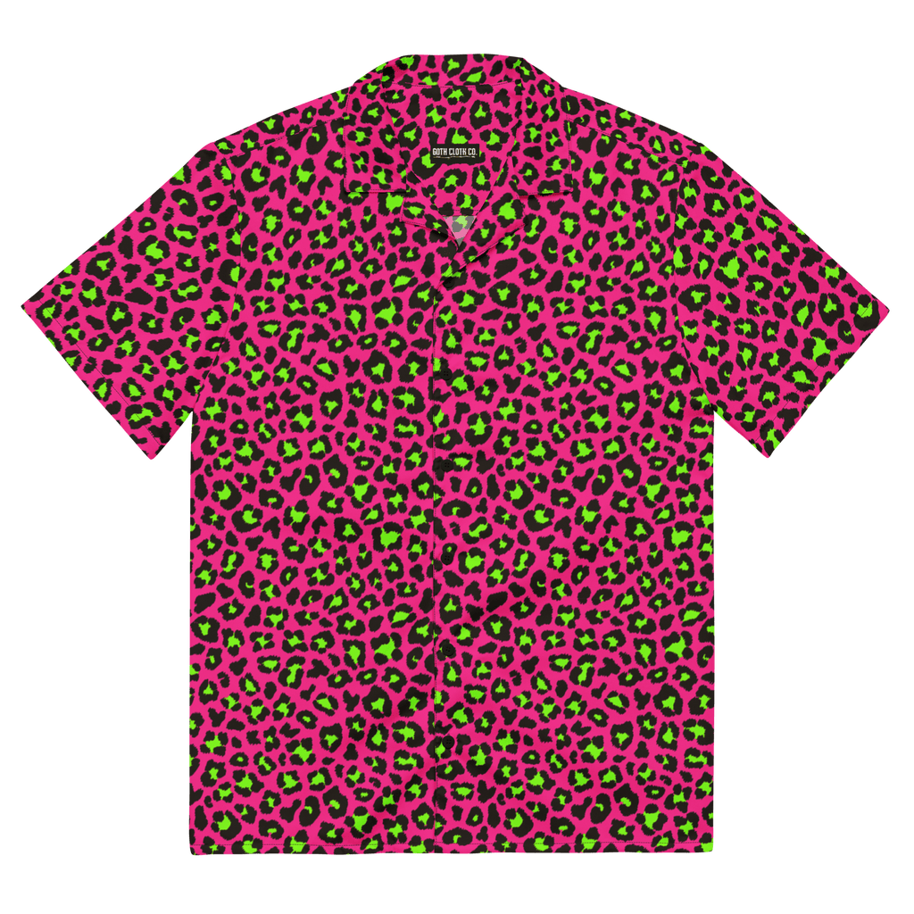 Electric Leopard Print Button-Up Shirt