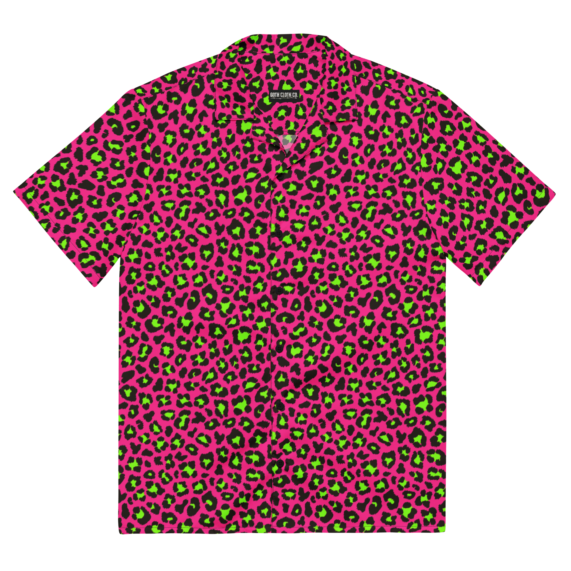 Electric Leopard Print Button-Up Shirt