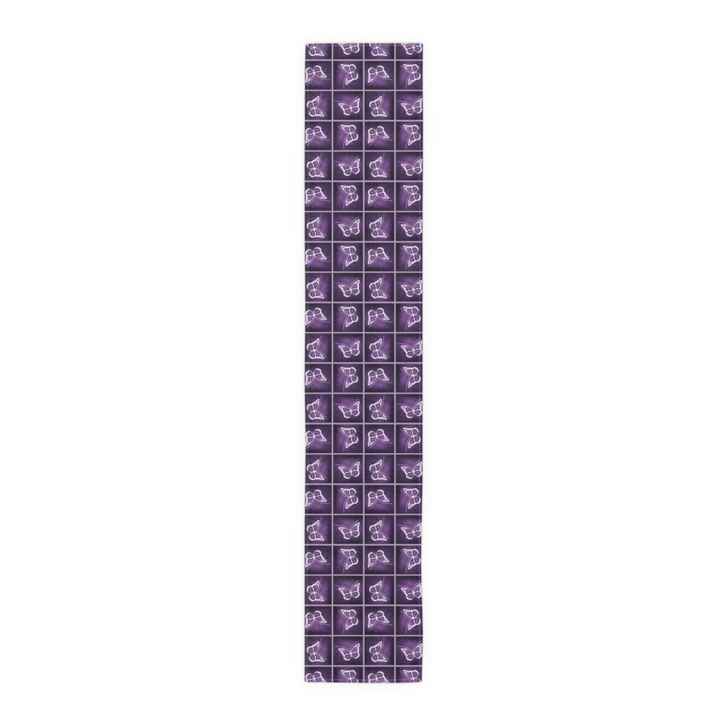 Elegant Purple Butterfly Design Table Runner