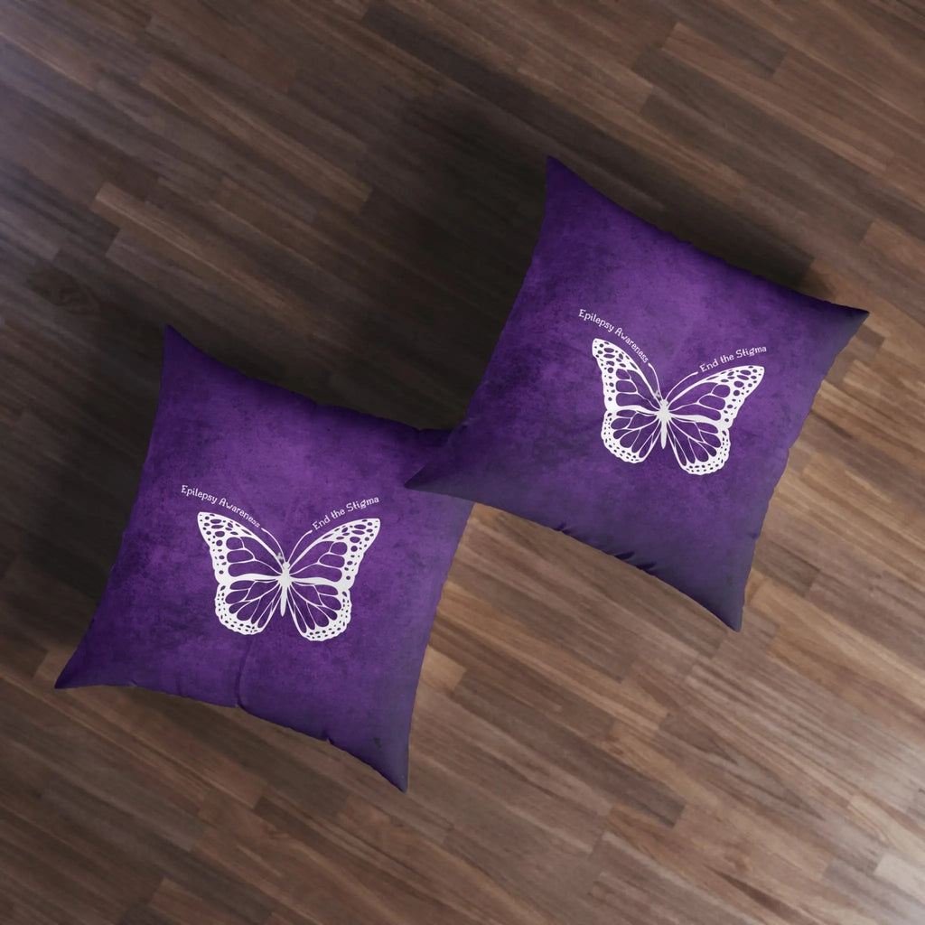 Epilepsy Awareness Butterfly Tufted Floor Pillow - End the Stigma