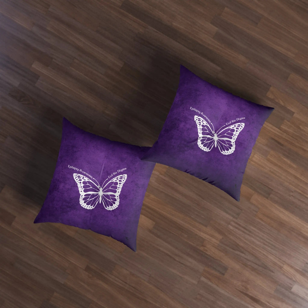 Epilepsy Awareness Butterfly Tufted Floor Pillow - End the Stigma