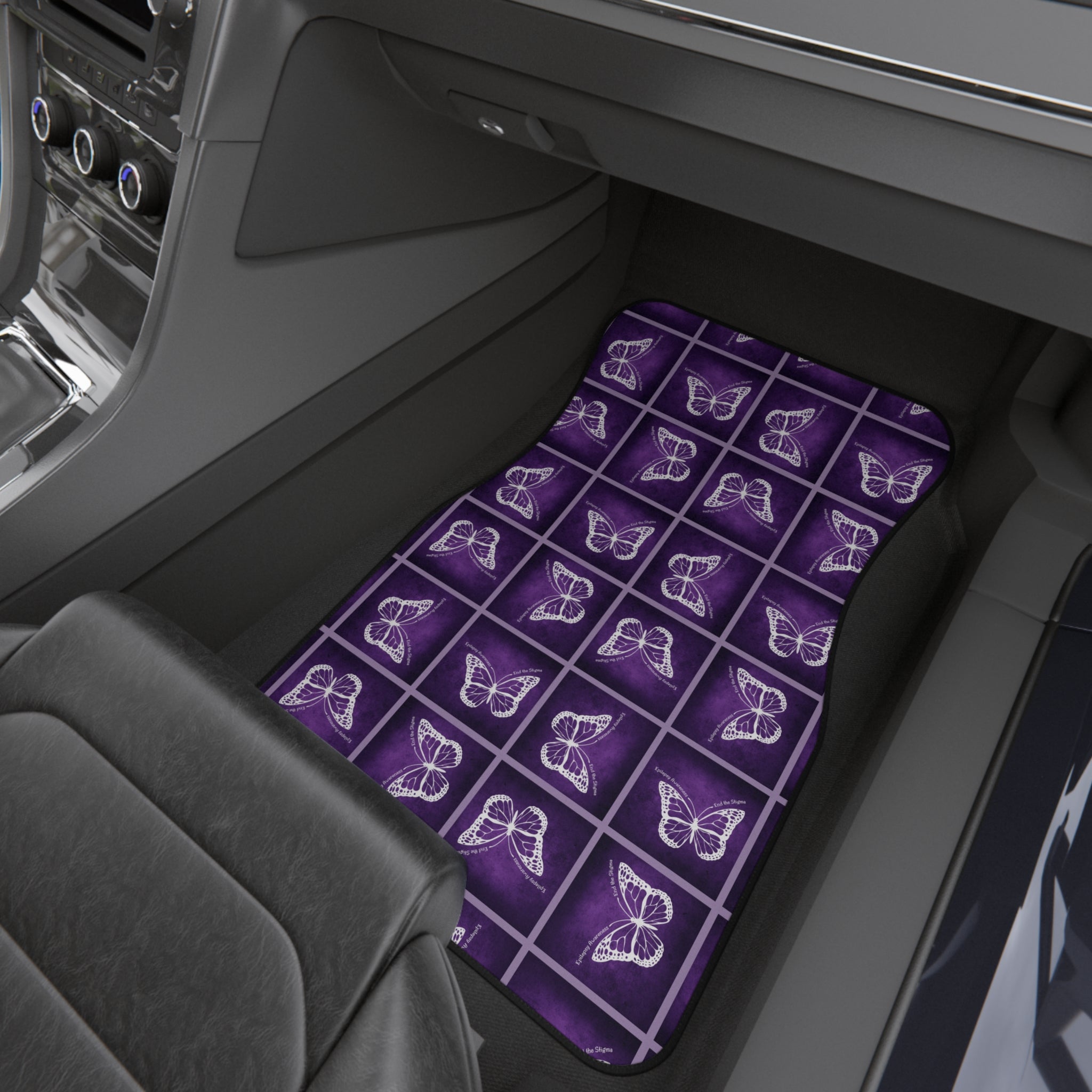 Epilepsy Butterfly Car Mats Set - Elegant Purple Floor Protection