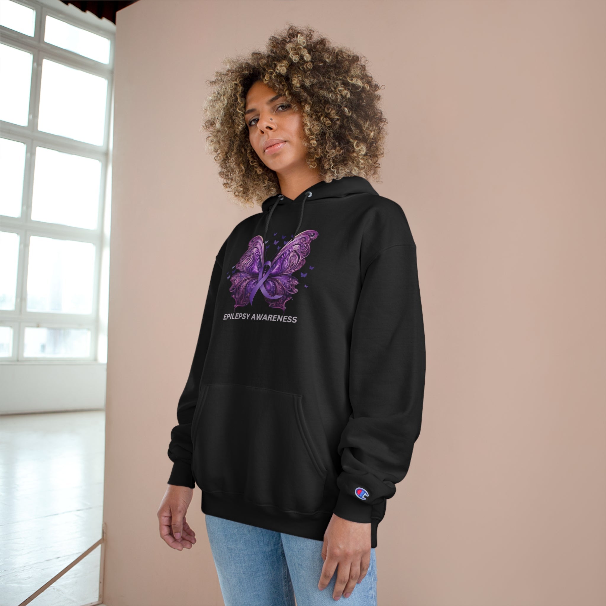 Epilepsy Awareness Butterfly Champion Hoodie – Purple Ribbon Awareness Sweatshirt