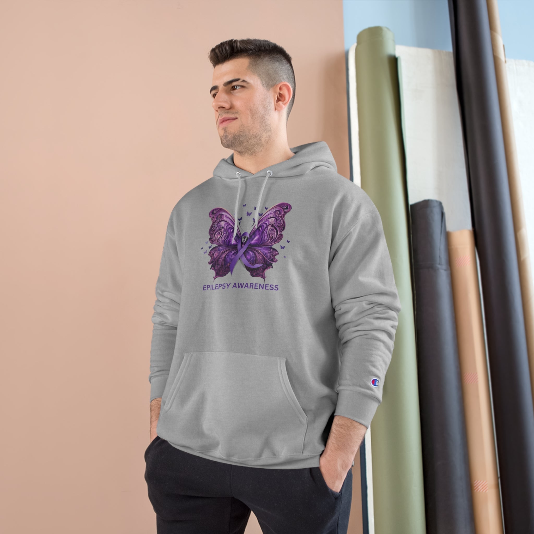 Epilepsy Awareness Butterfly Champion Hoodie – Purple Ribbon Awareness Sweatshirt