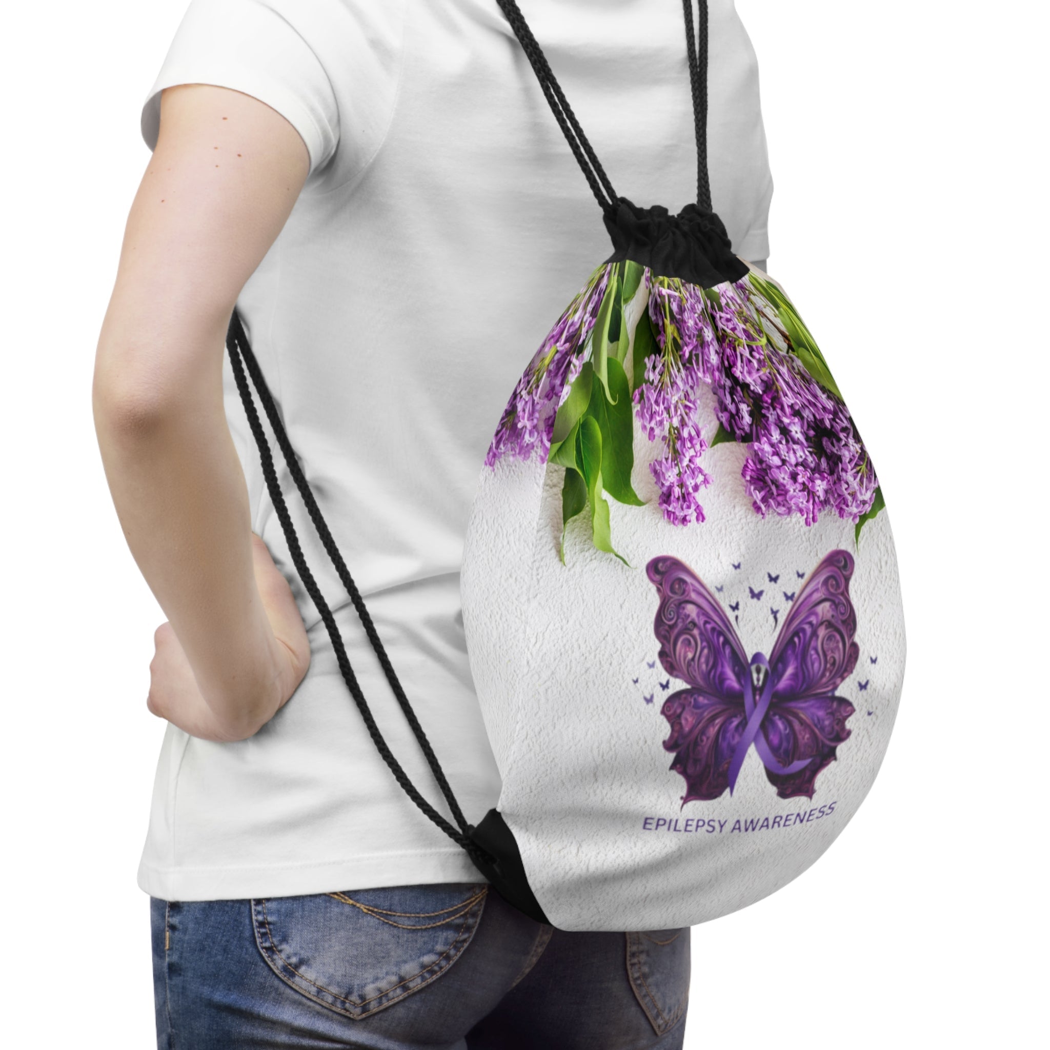 Epilepsy Butterfly Drawstring Bag