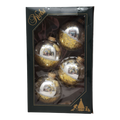 Krebs Value Glass Ornament 4 pack - Golden Snowflakes and Sequins