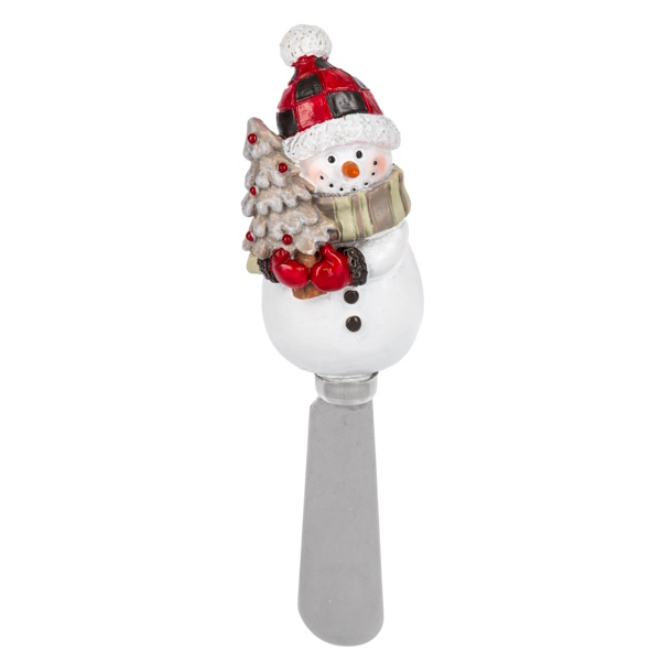Snowman Spreader -  Wreath With Grey Hat