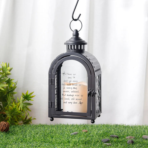 11'' High Memorial Lantern With Automatic Timer(black)