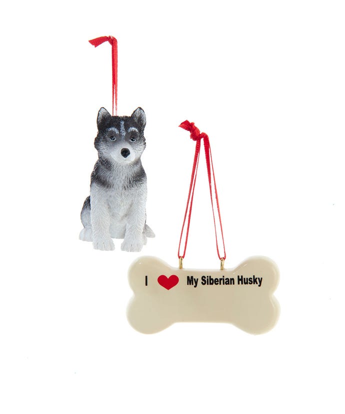 I love My Siberian Husky With Dog Bone Ornaments