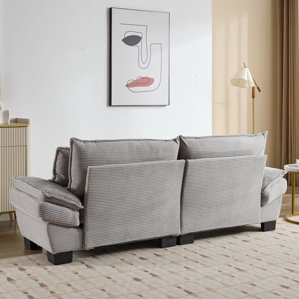 Corduroy Sofa Sleeper Couch Loveseat Sofa with Pillows Comfy Upholstered Deep Seat Sofa for Bedroom,Living Room,Apartment,Office,Dorm-Light Grey Corduroy