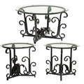 3-Piece Coffee Table Set, Tempered Glass Surface with Sturdy Metal Frame - Modern Living Room Sets (1 Coffee Table + 2 End Tables), Scratch-Resistant & Easy to Clean for Small Spaces, Apartments