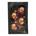 Krebs Value Glass Ornament 4 pack - Red with Gold Sequins