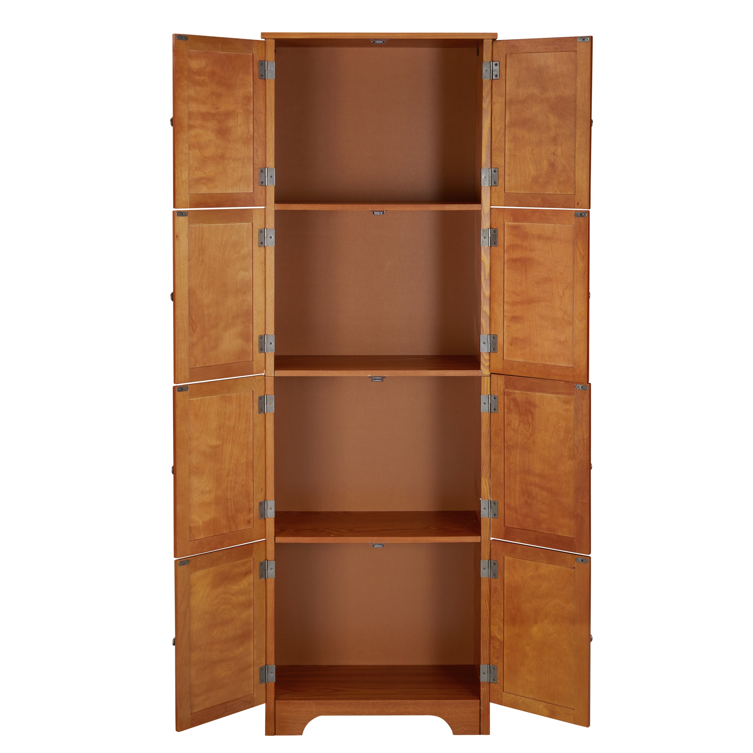 72.4' Tall Storage Cabinet Tall Storage Cabinet with 8 Doors and 4 Shelves ,Bookshelf Living Room, Kitchen, Dining Room, Office  Freestanding Storage Cabinet,Oak