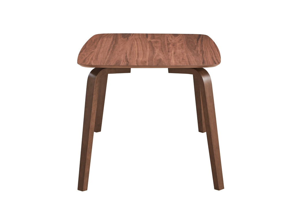 Walnut Finish Modern Contemporary Dining Table 1pc Curved Solid Wood Tapered Legs Wooden Furniture