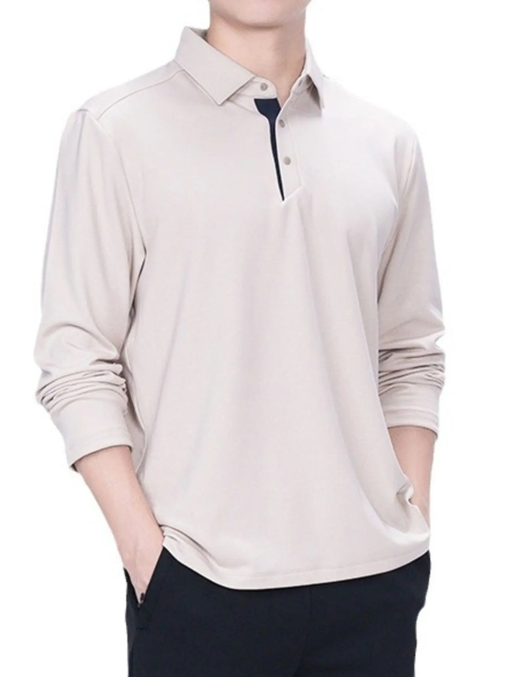 Collared Neck Long Sleeve Polo