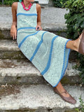 Knitted Sweater Contrast Color Vest Hollow Dress