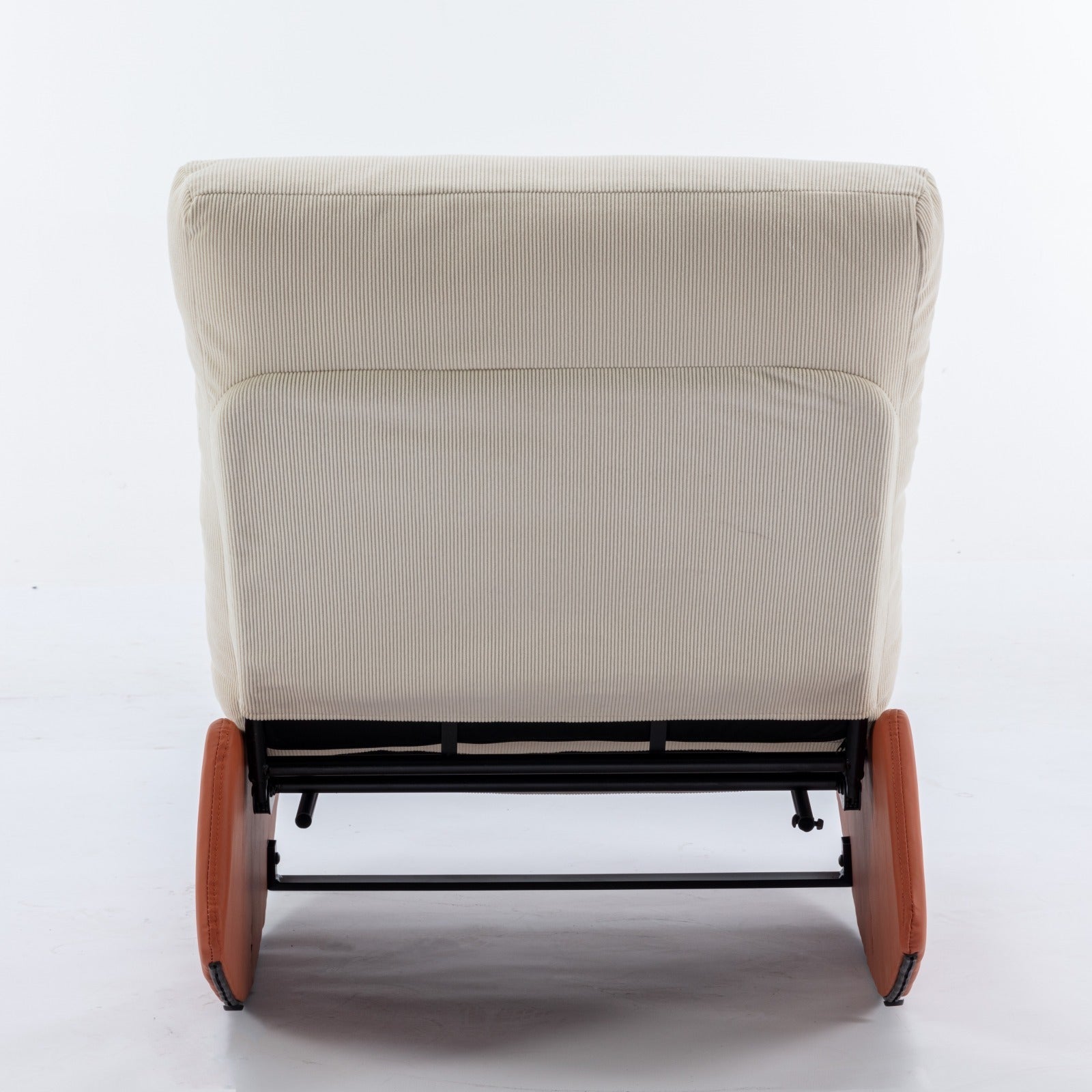 Modern Orange Upholstered Rocking Chair Recliner with Footrest and Adjustable Backrest