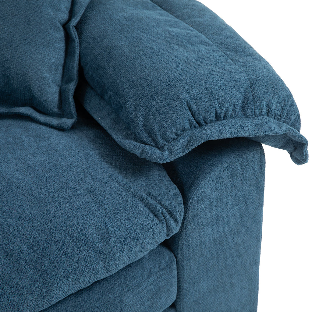 84' Chenille Sofa Small Sofa Loveseat Deep Seat Sofa Couch with 2 Throw Pillows & Memory Foam for Living Room Apartment Office Lounge-Blue
