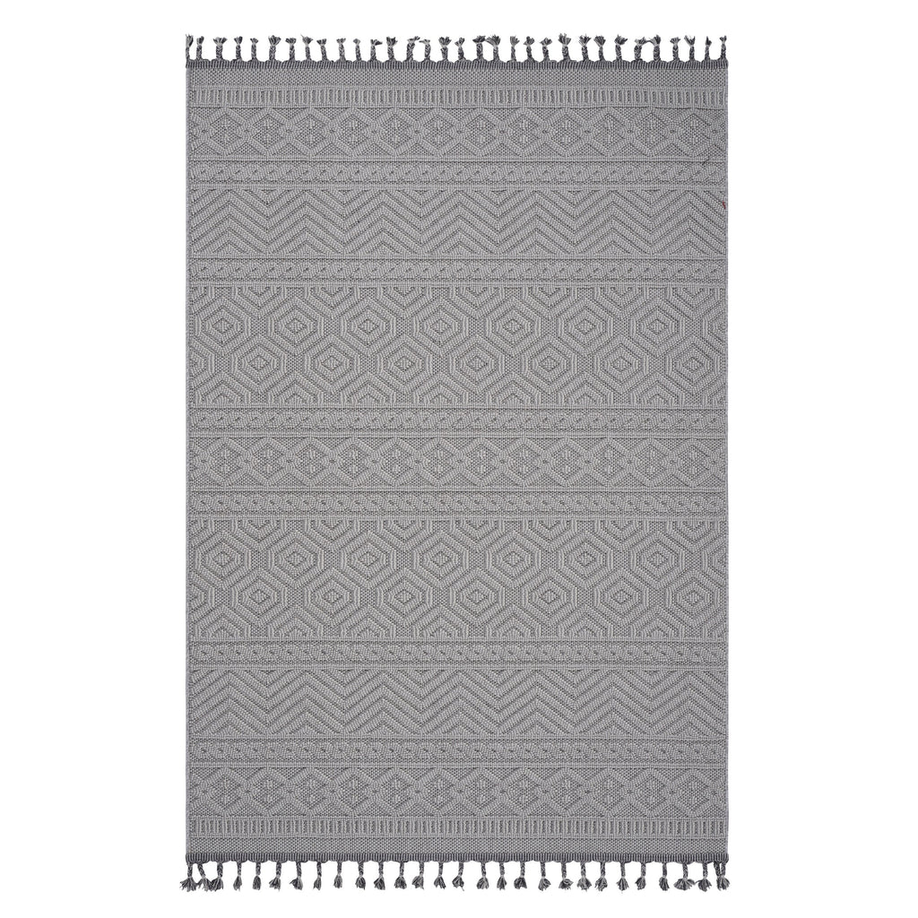 NAAR Guros Collection 6X9 White / Geometric Indoor/ Outdoor Area Rug