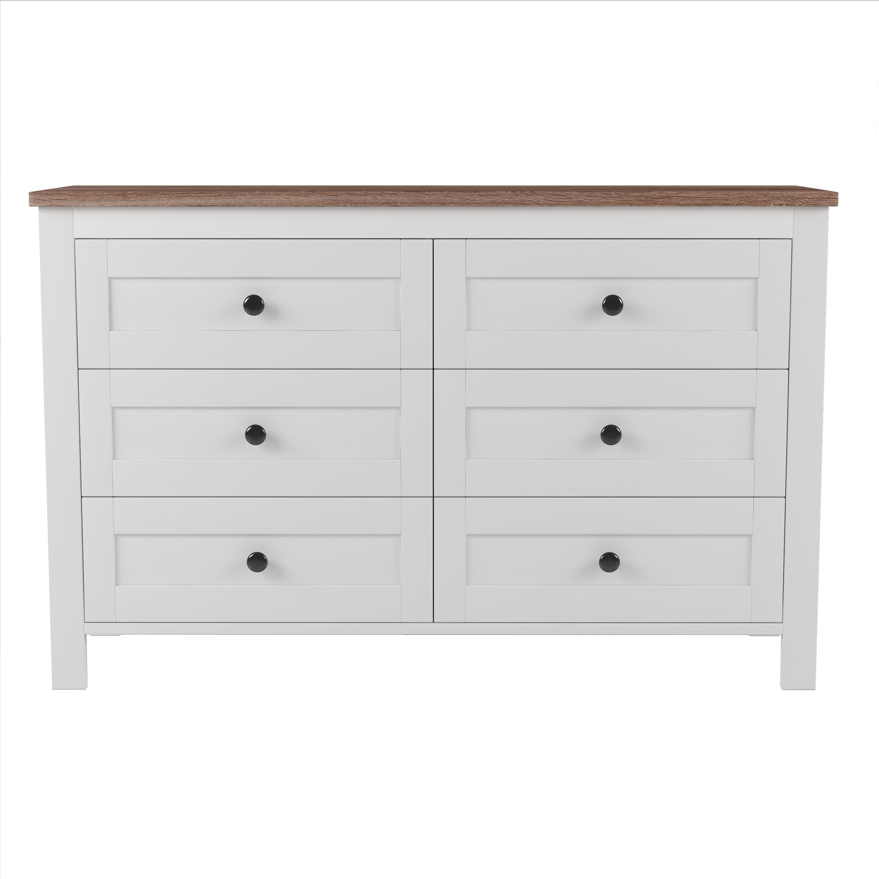 3-Pieces Bedroom Sets Full Size Farmhouse Platform Bed with Double Sliding Door Storage Headboard and Charging Station, Storage Nightstand and Dresser, White+Brown(Old SKU HL000091AAK)