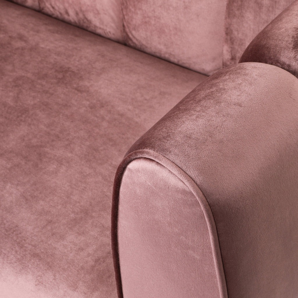 Miranda Velvet 3-Seater Sofa with Modern Glam Style and Blush Color