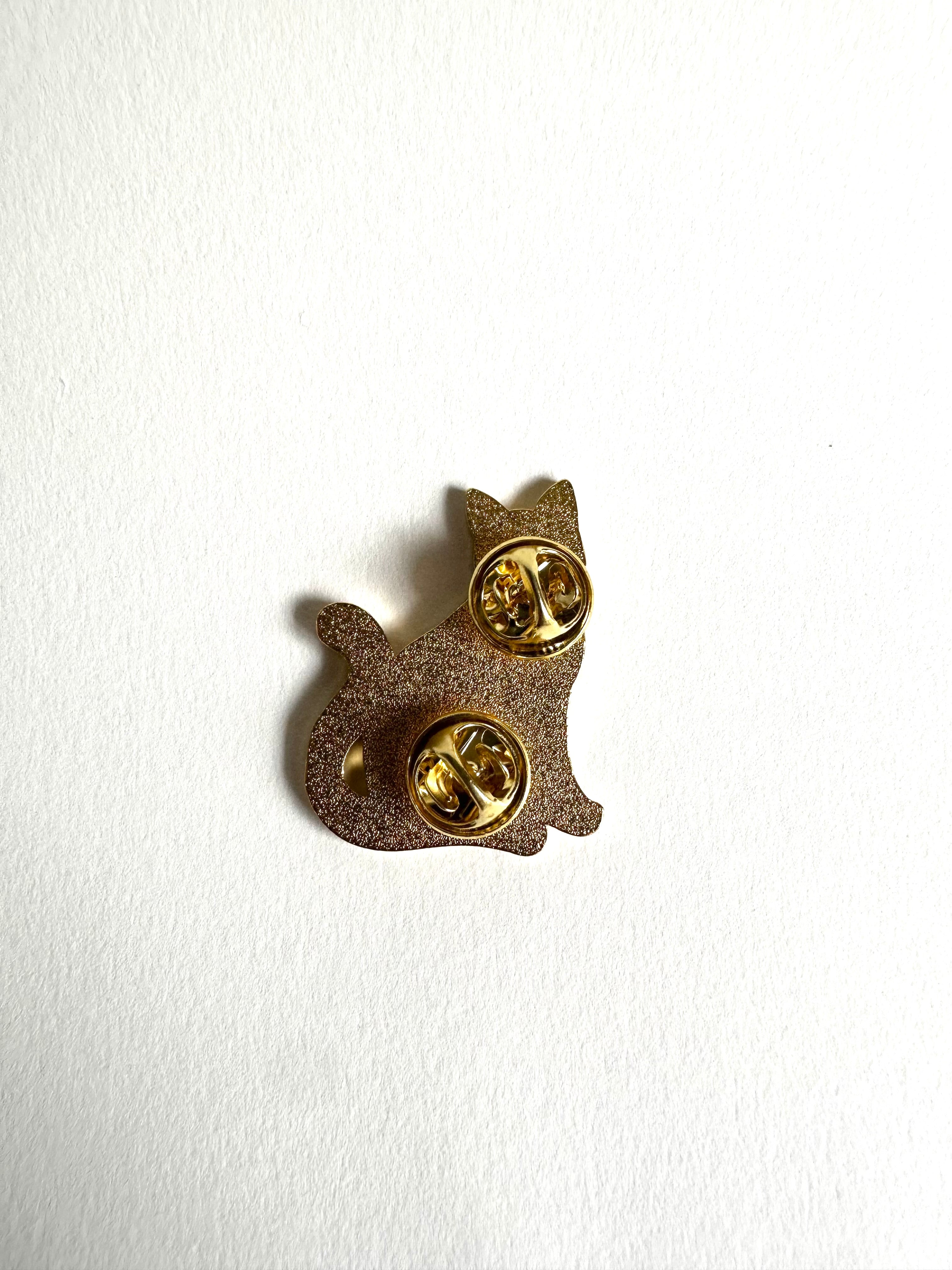 Floral Black Cat Enamel Pin