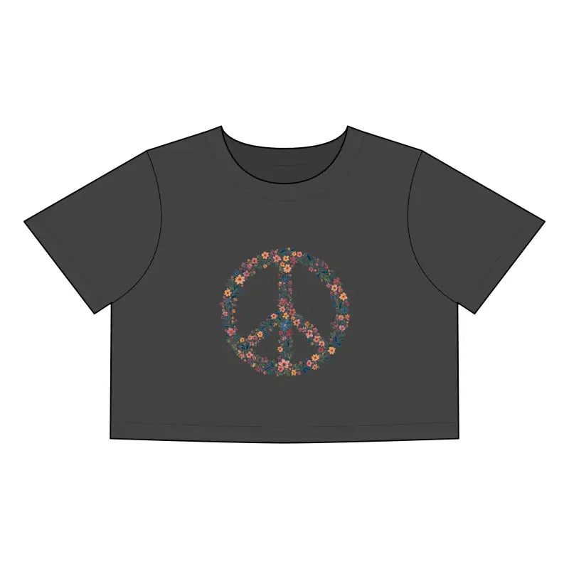 Ocean State Styles T Shirt Floral Peace Sign Crop Tee
