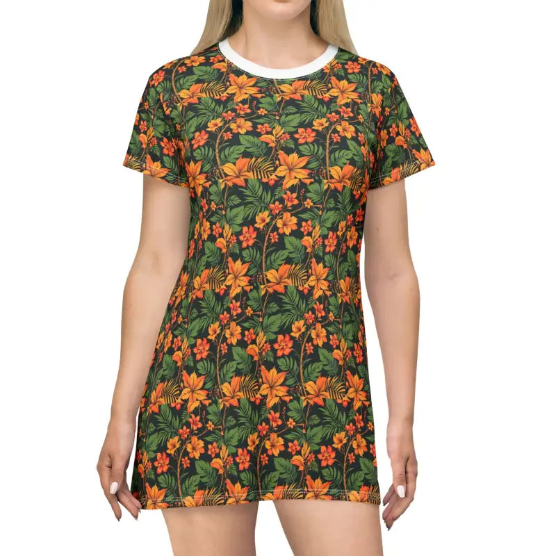 Ocean State Styles Floral Print T Shirt Dress Women