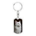 Fluffy White Kitty Keychain