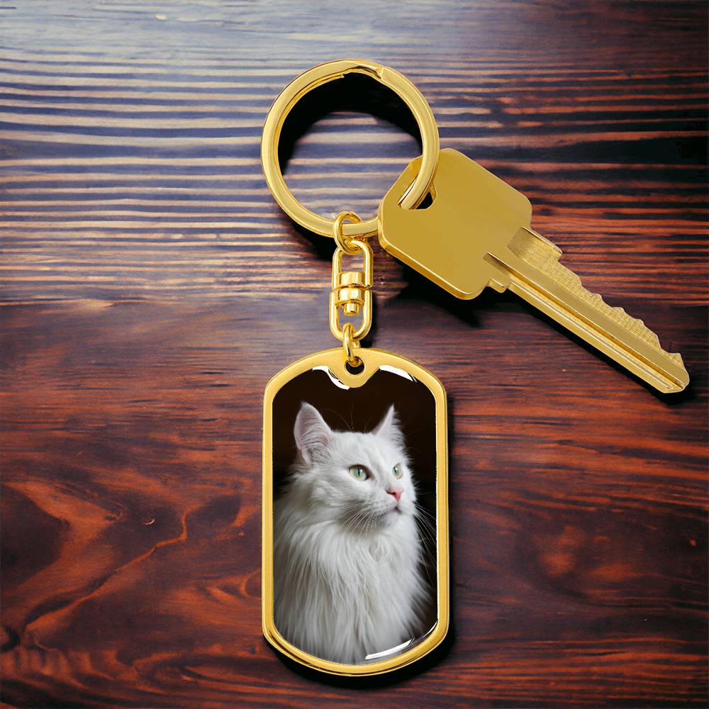 Fluffy White Kitty Keychain