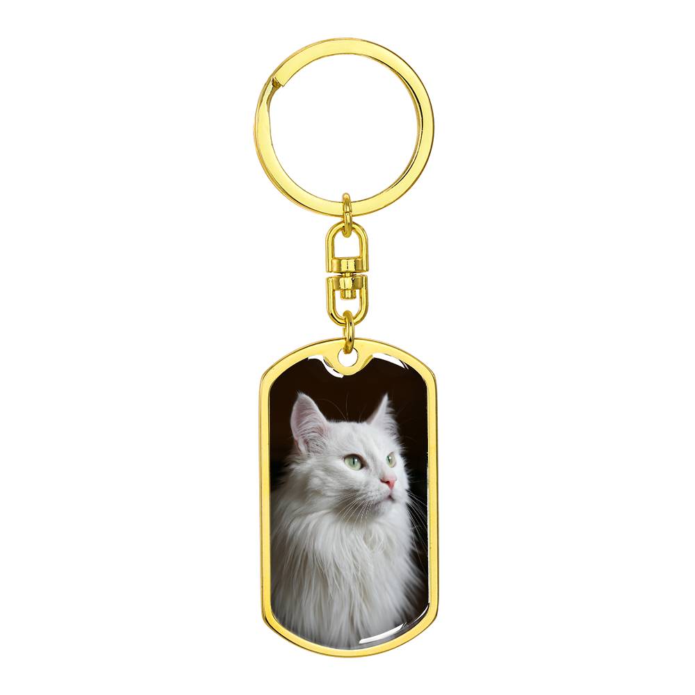 Fluffy White Kitty Keychain