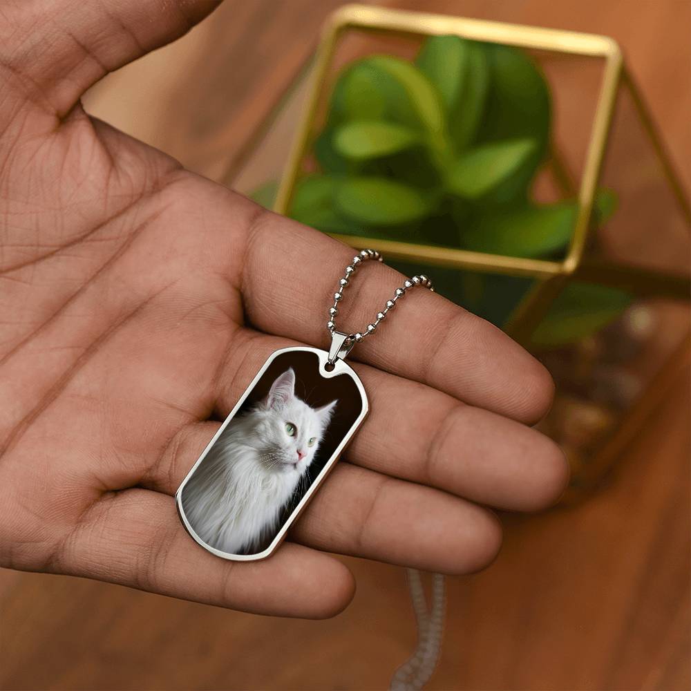 Fluffy White Kitty Necklace