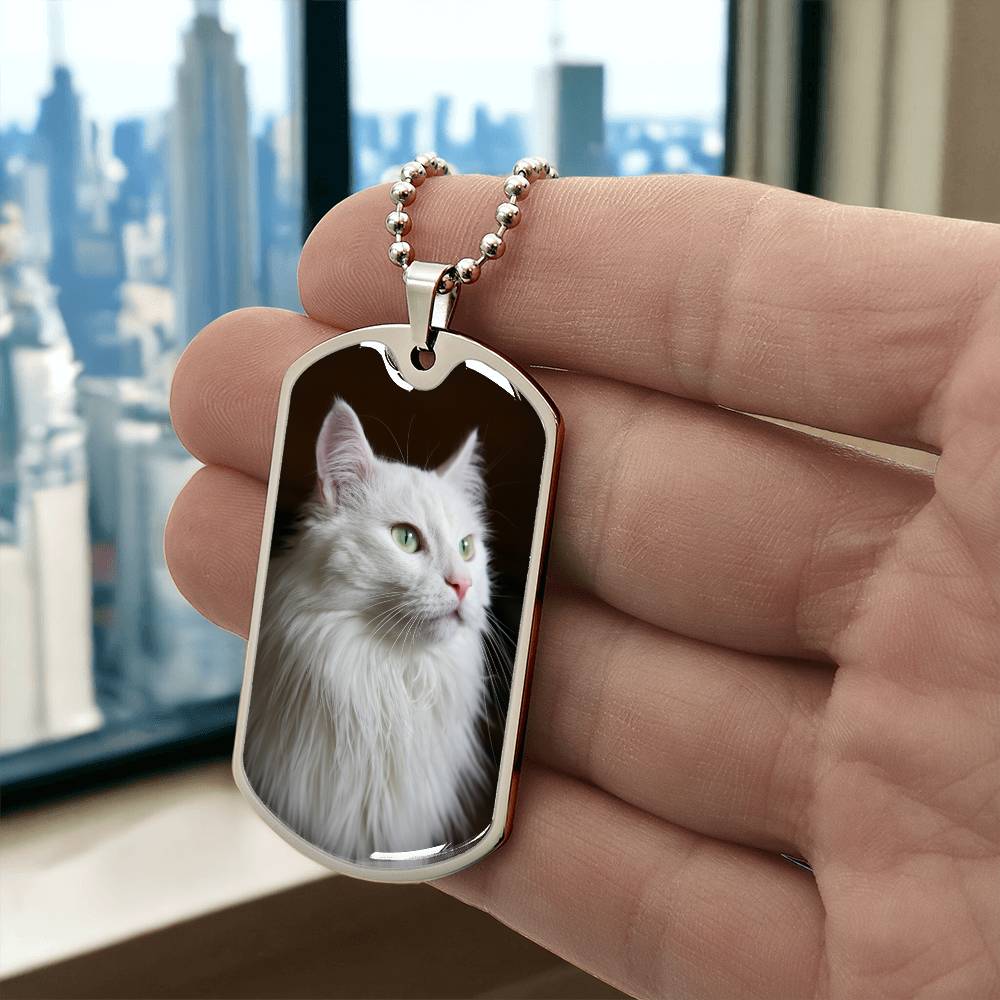 Fluffy White Kitty Necklace