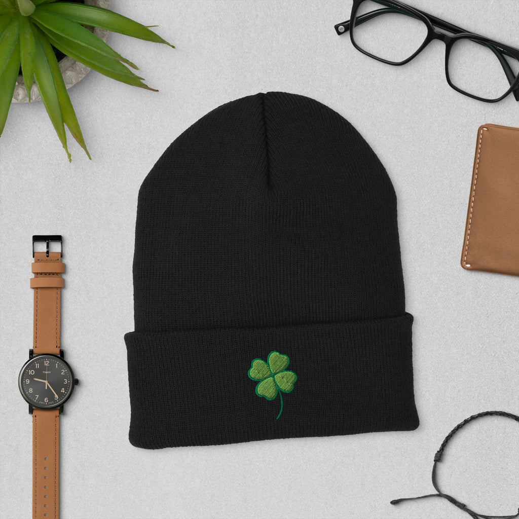 Four Leaf Clover Cuffed Beanie