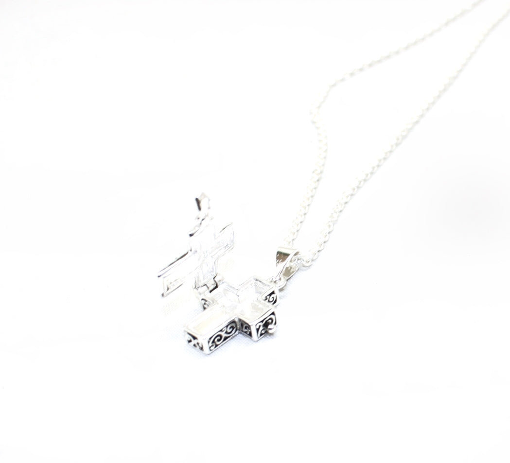 Cross Prayer Box Necklace with 18 Inch Chain