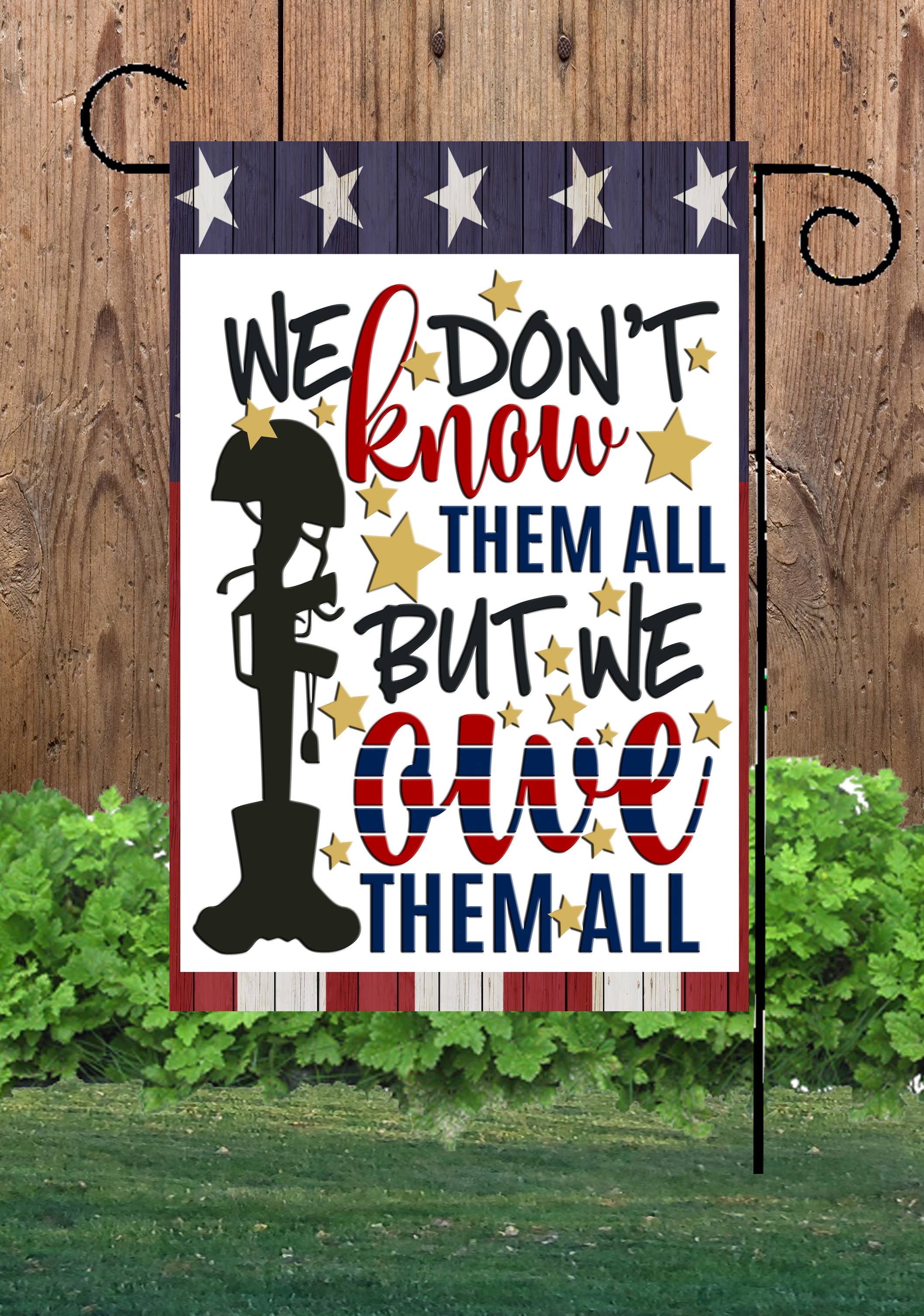 We Don't Know Them Gun And Boots Garden Flag