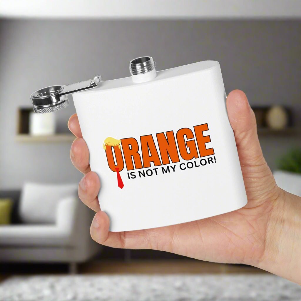 Funny Stainless Steel Flask - "Orange is Not My Color!" - 6oz Gift