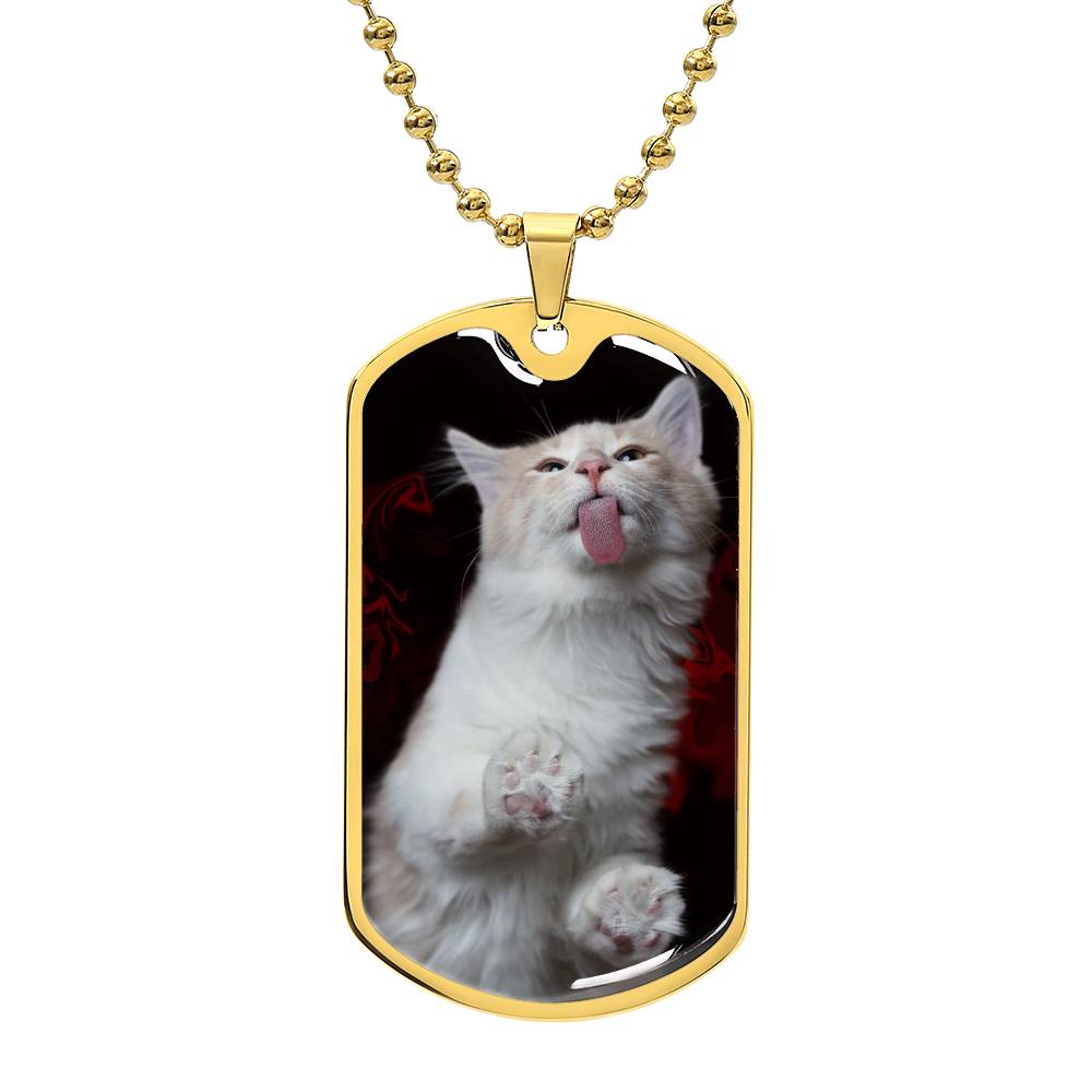 Fuzzy Kitty Dog Tag Necklace – Silly Fluffy Cat Pendant