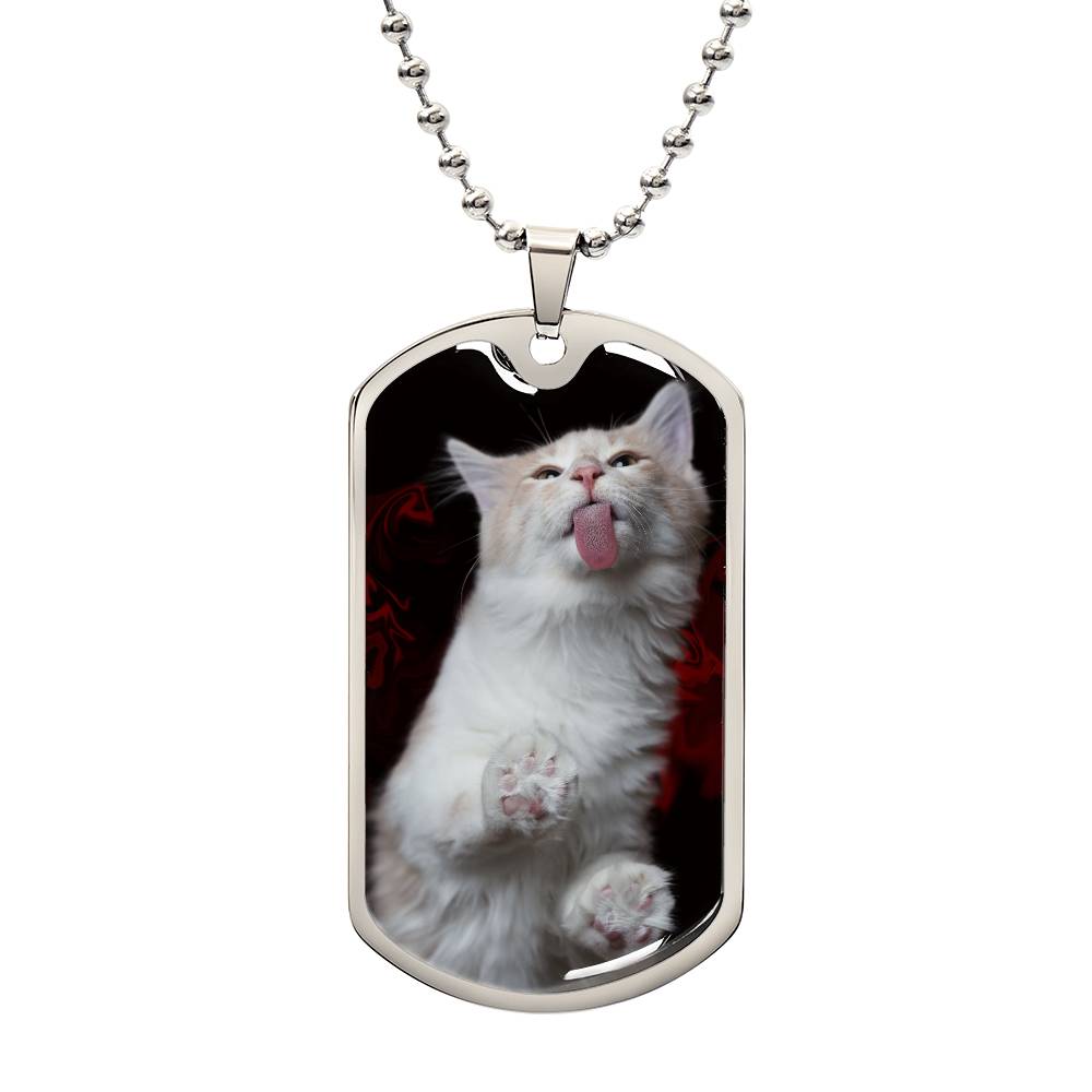 Fuzzy Kitty Dog Tag Necklace – Silly Fluffy Cat Pendant