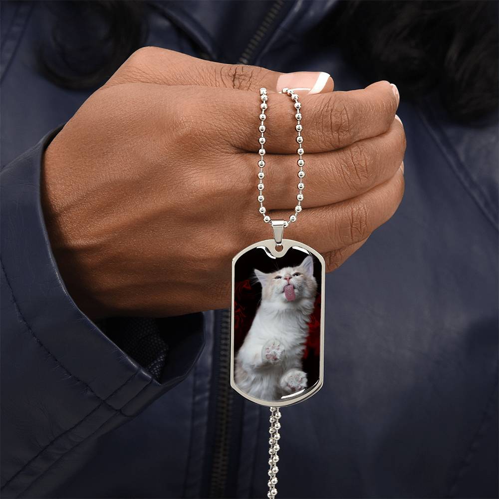 Fuzzy Kitty Dog Tag Necklace – Silly Fluffy Cat Pendant