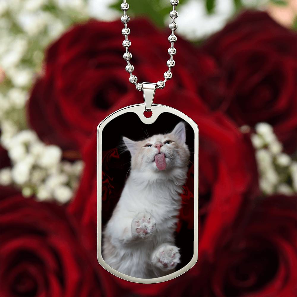 Fuzzy Kitty Dog Tag Necklace – Silly Fluffy Cat Pendant