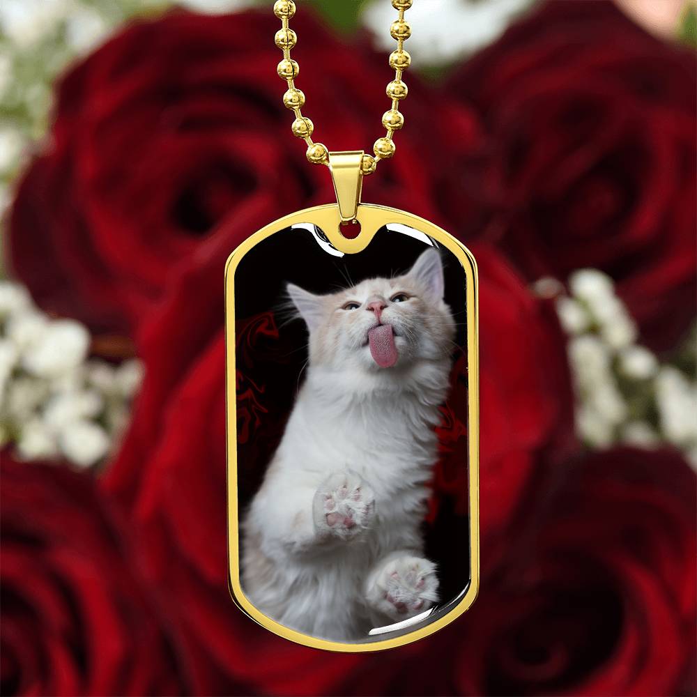 Fuzzy Kitty Dog Tag Necklace – Silly Fluffy Cat Pendant