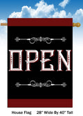 Open for Business Red Black House Flag