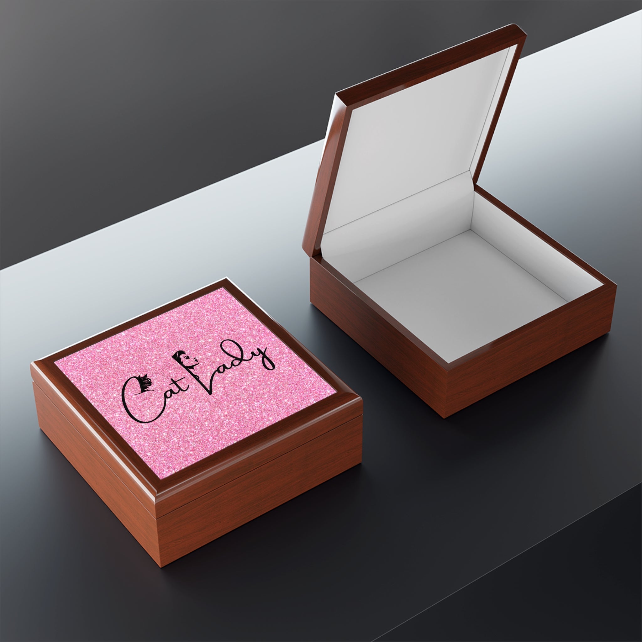 Glittery Cat Lady Jewelry Box - Perfect Gift for Cat Lovers