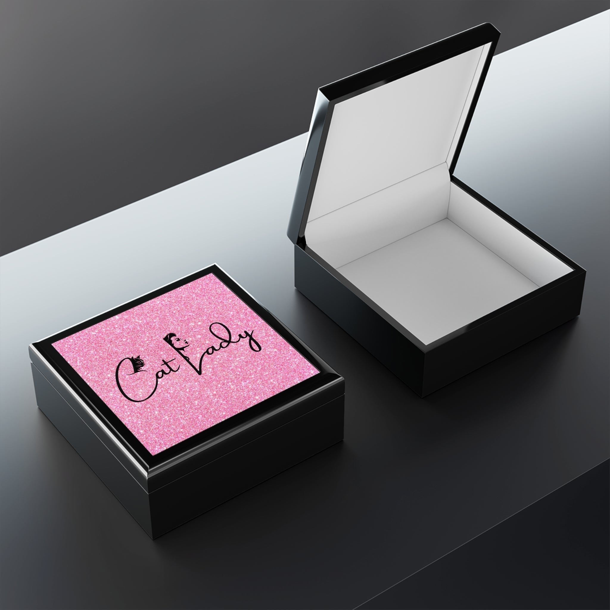 Glittery Cat Lady Jewelry Box - Perfect Gift for Cat Lovers