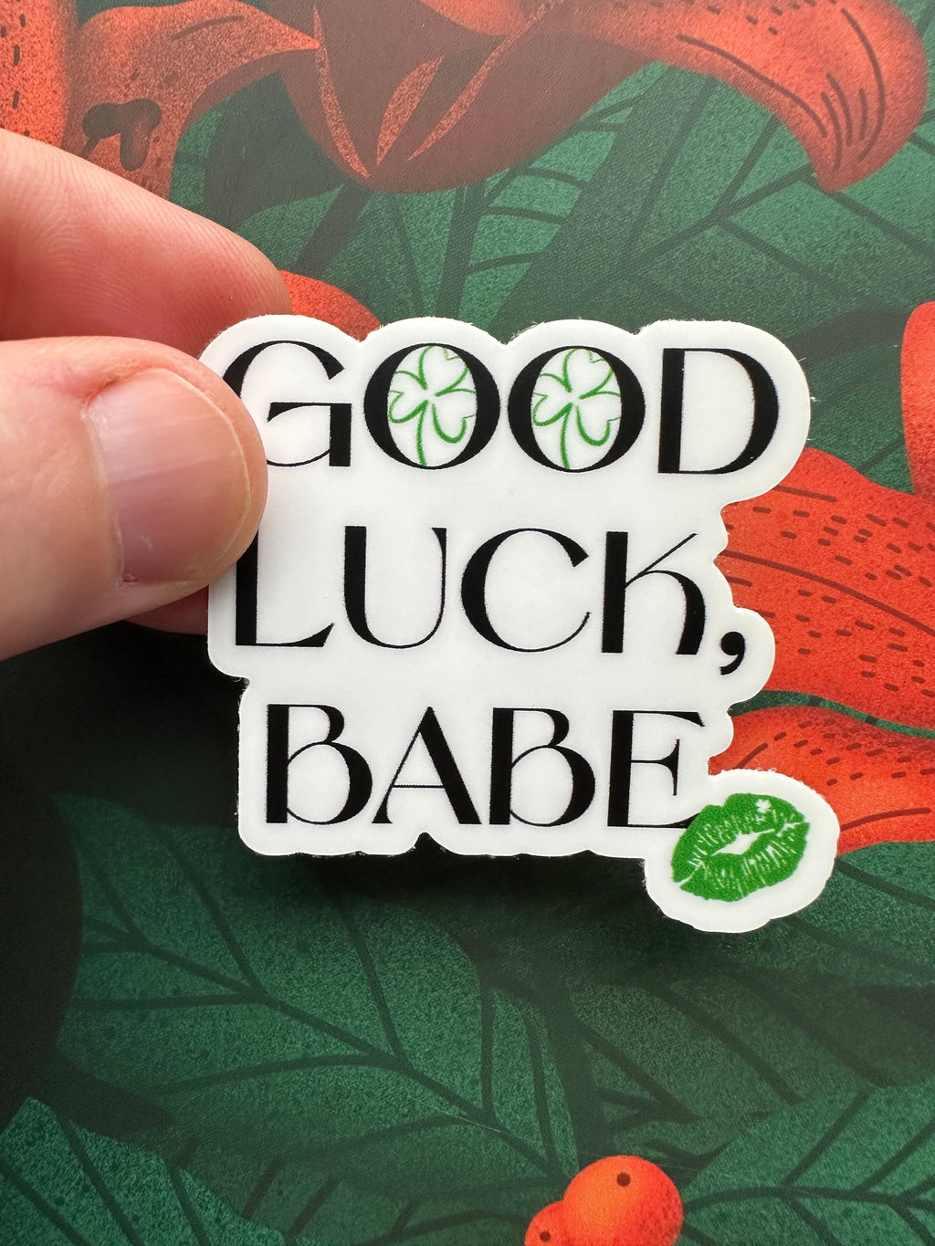 Good Luck Babe Vinyl Sticker, 2.0" x 1.8"