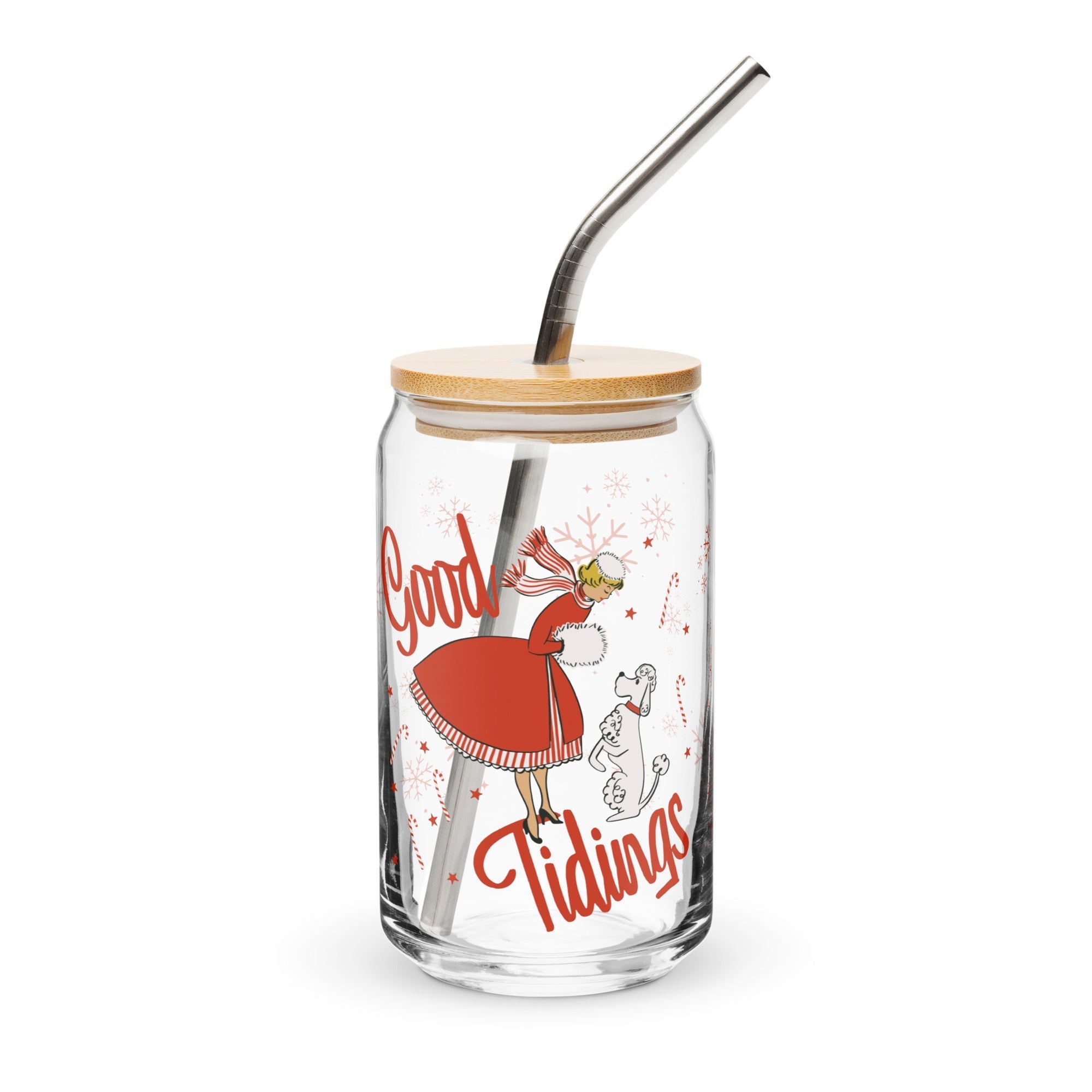 Good Tidings Retro 16 oz. Glass Cup