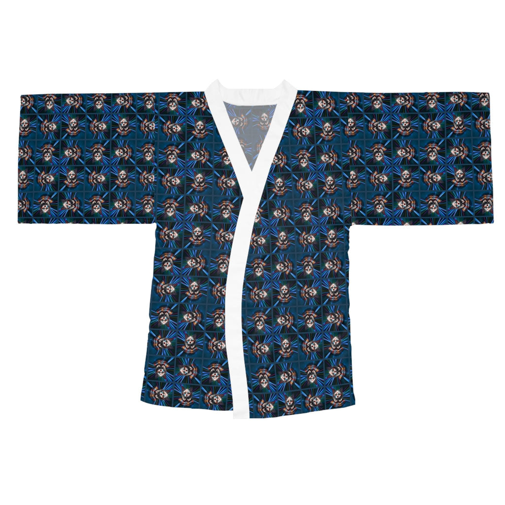Gothic Clown Cat Print Long Sleeve Kimono Robe | Boho Lounge Wear