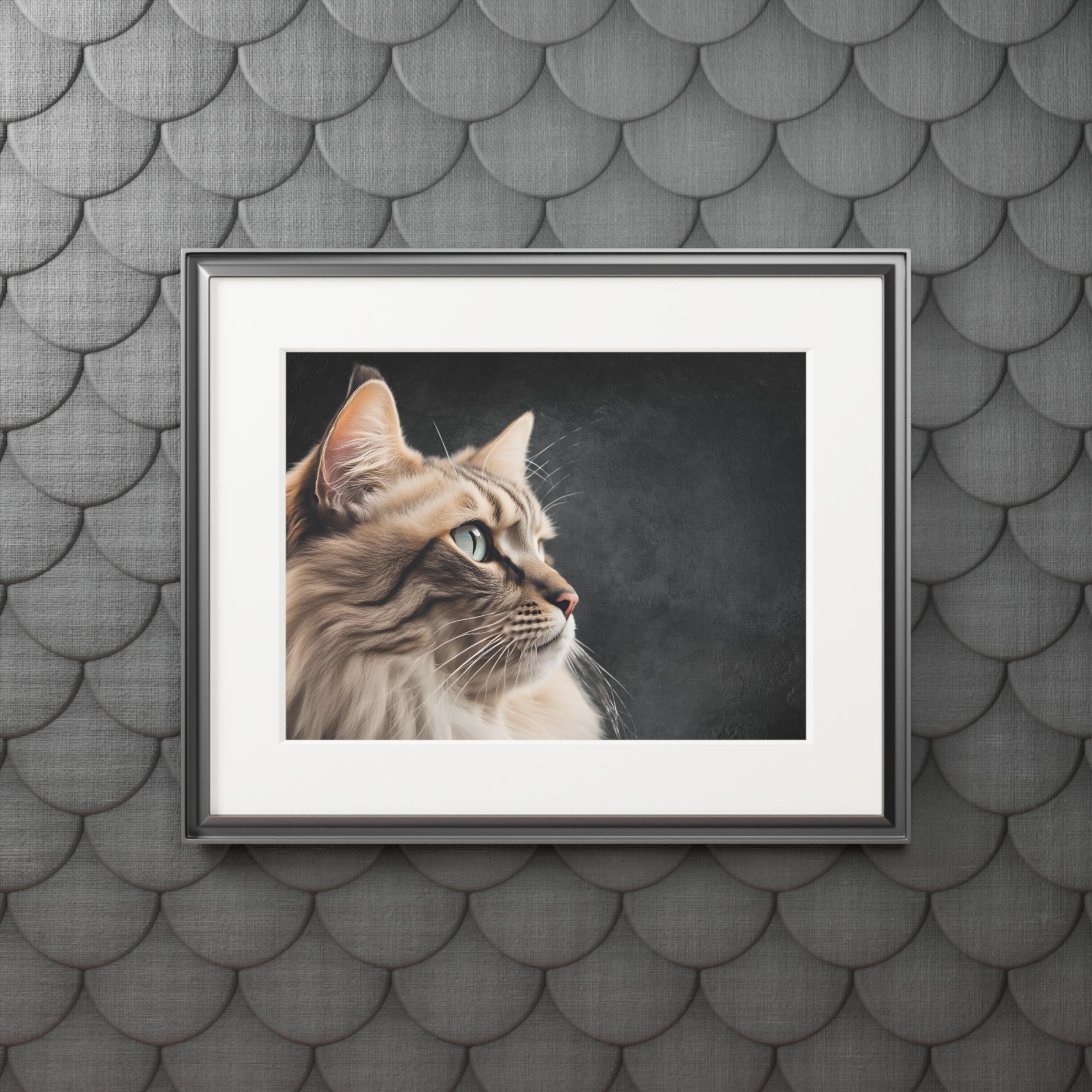Gray Kitty Fine Art Print with Passepartout Frame